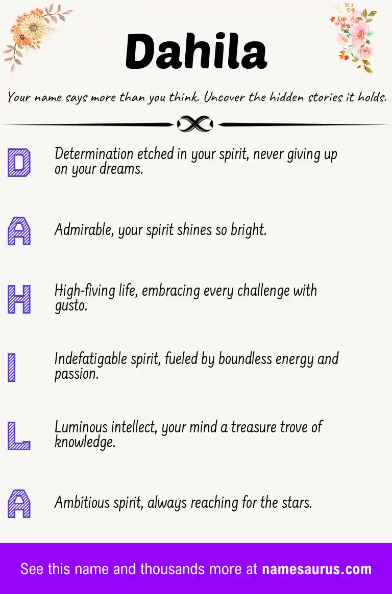 Acrostic poem about Dahila.