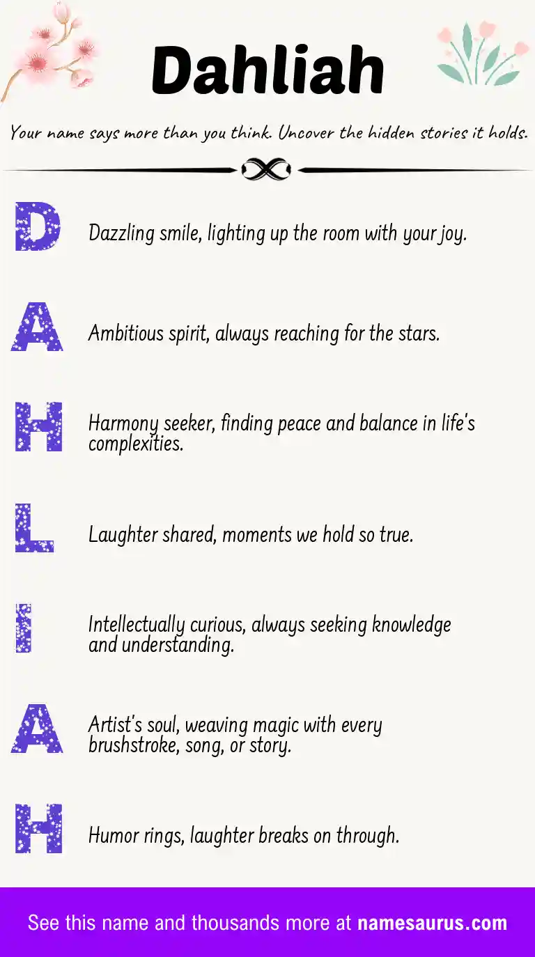 Acrostic poem about Dahliah.