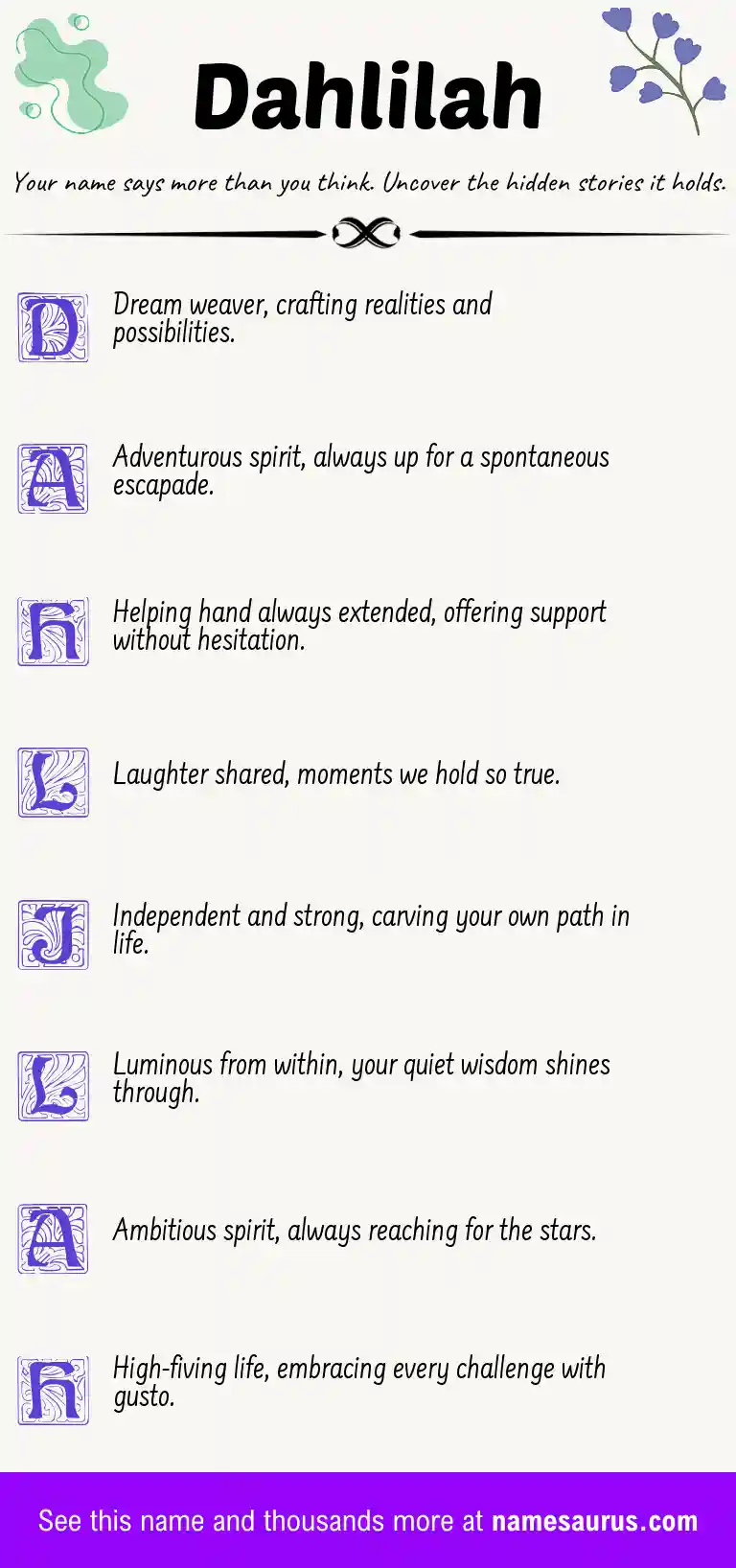 Acrostic poem about Dahlilah.