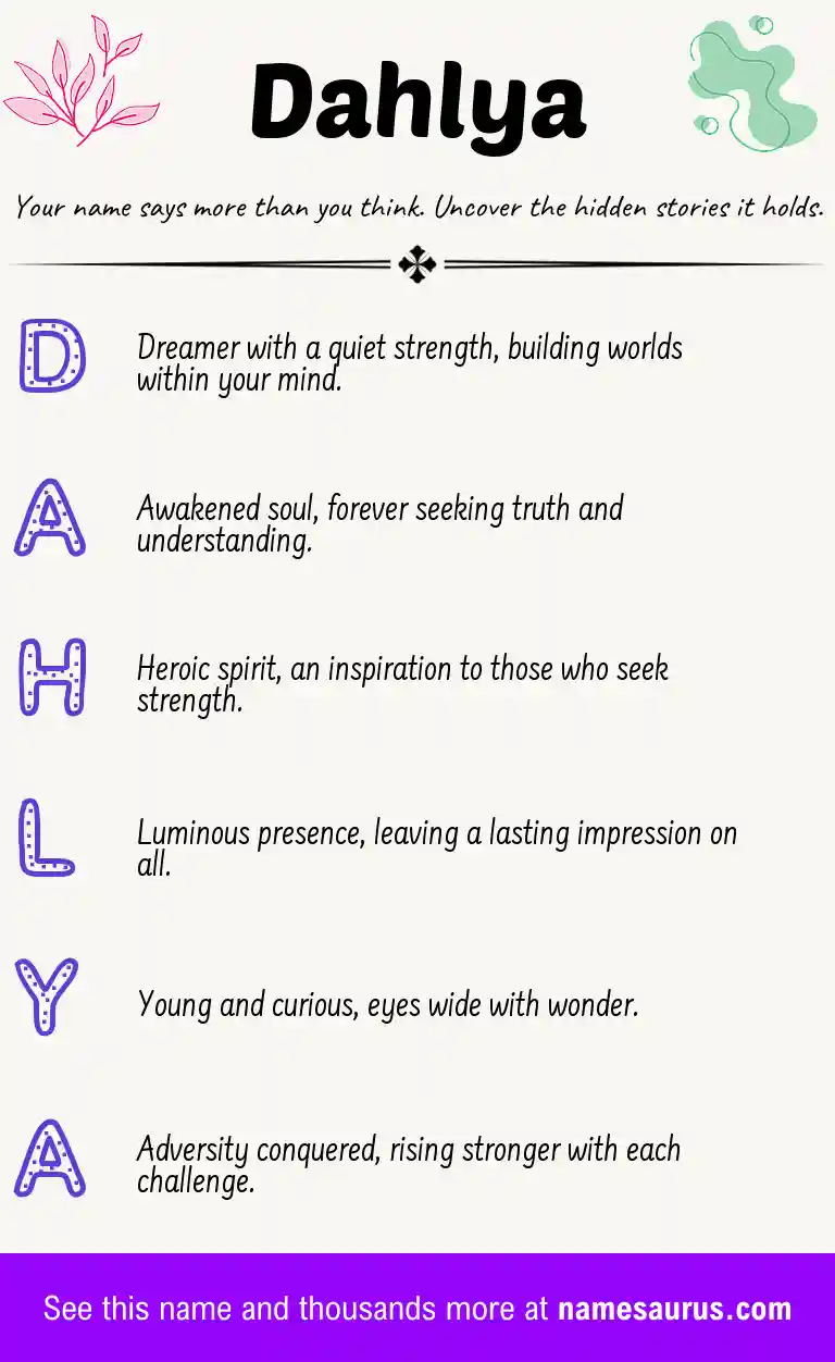 Acrostic poem about Dahlya.