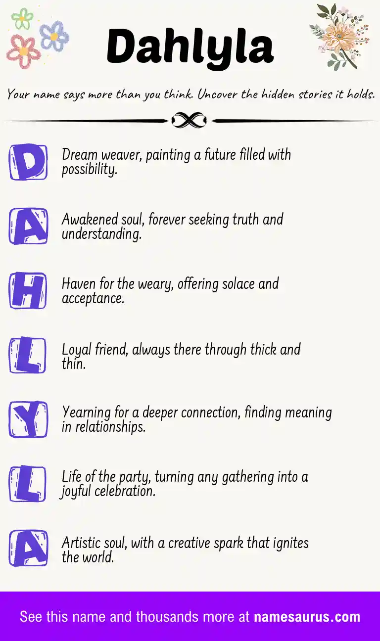Acrostic poem about Dahlyla.
