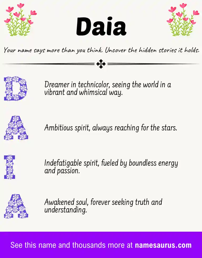 Acrostic poem about Daia.