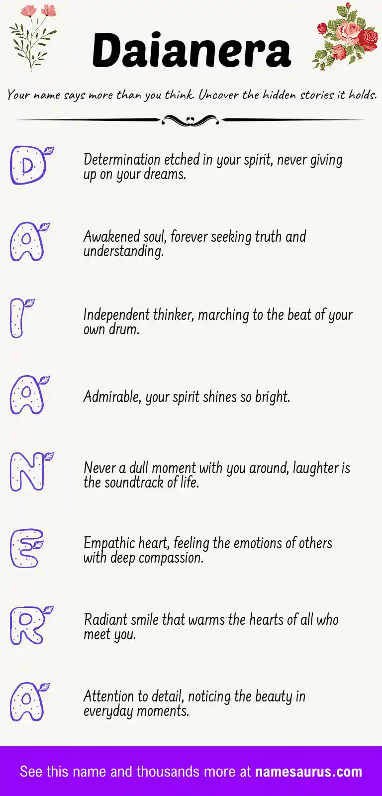 Acrostic poem about Daianera.