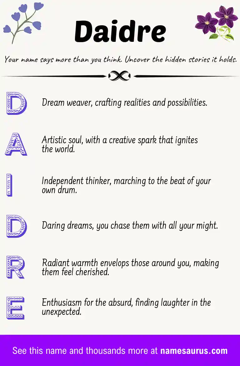 Acrostic poem about Daidre.