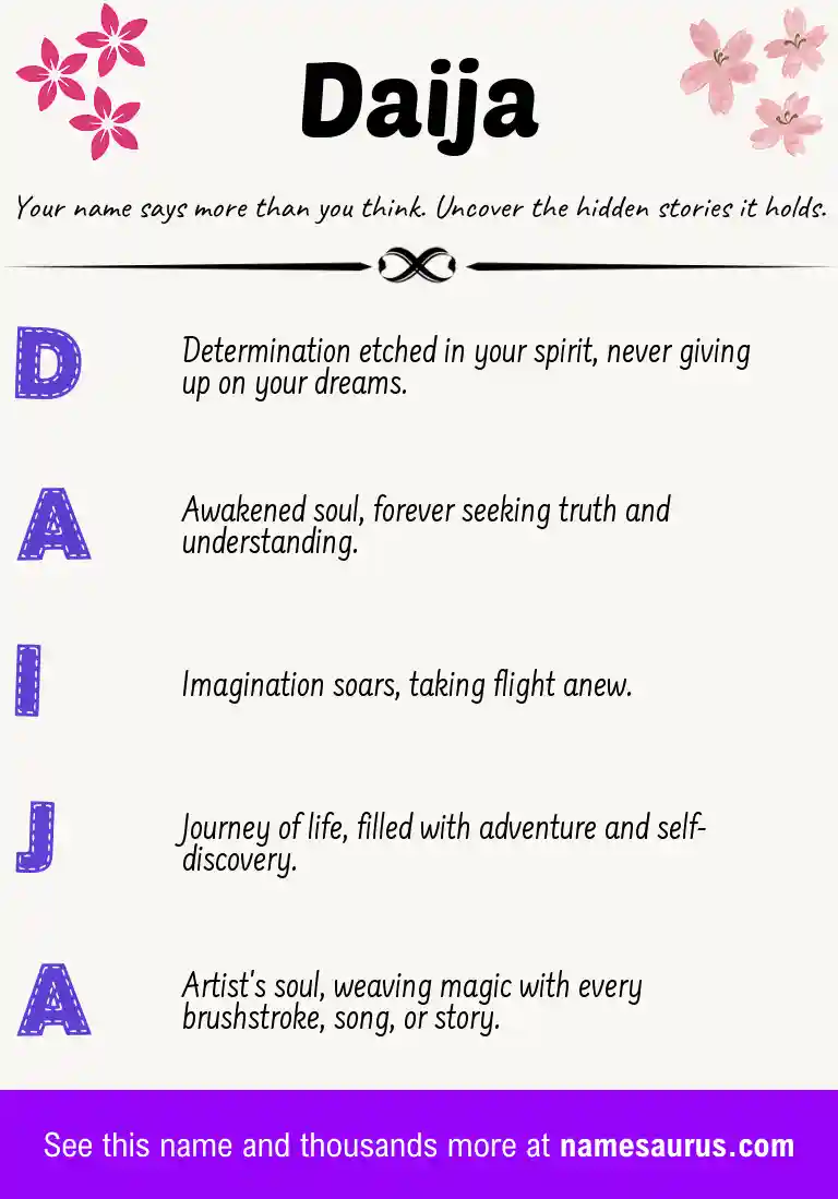 Acrostic poem about Daija.