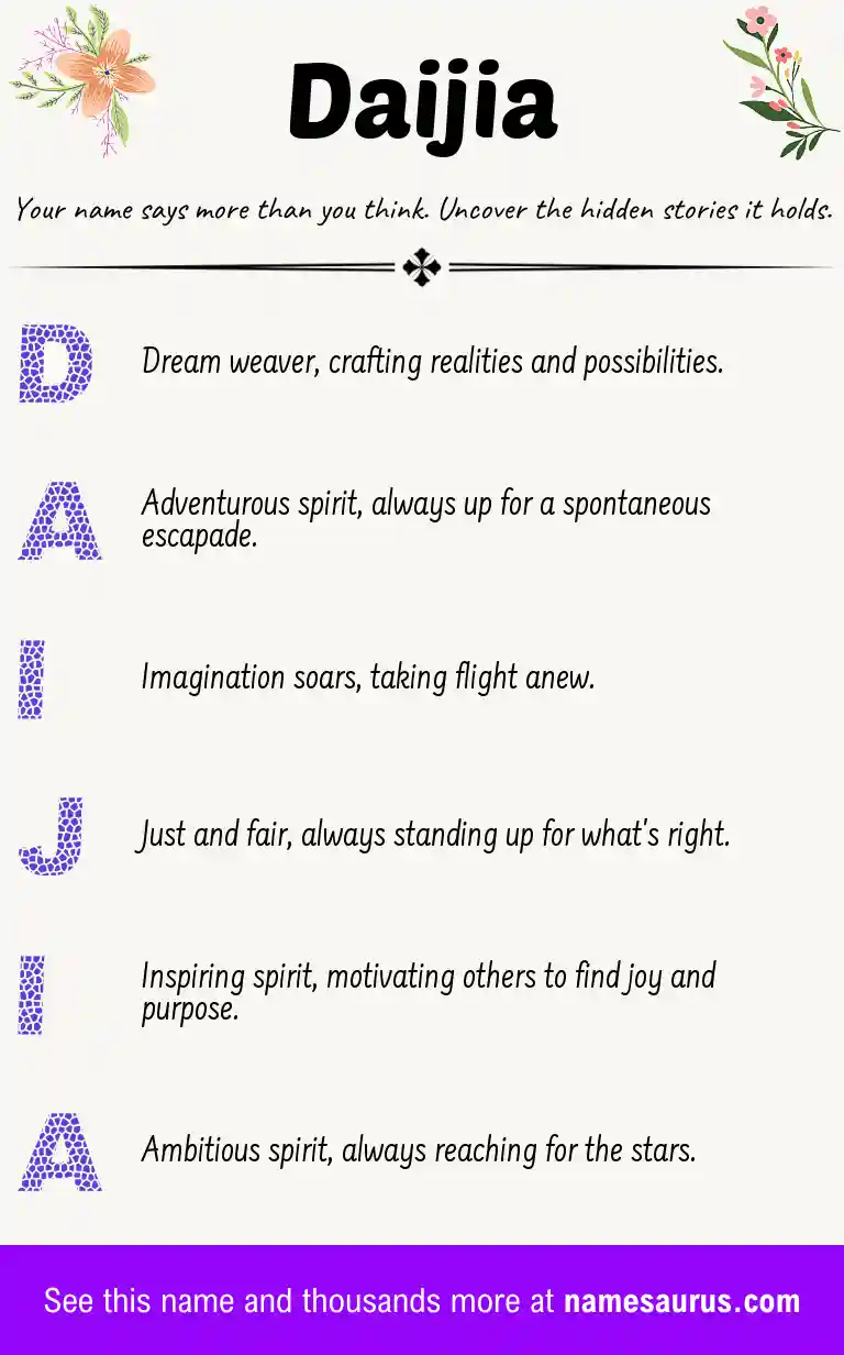Acrostic poem about Daijia.
