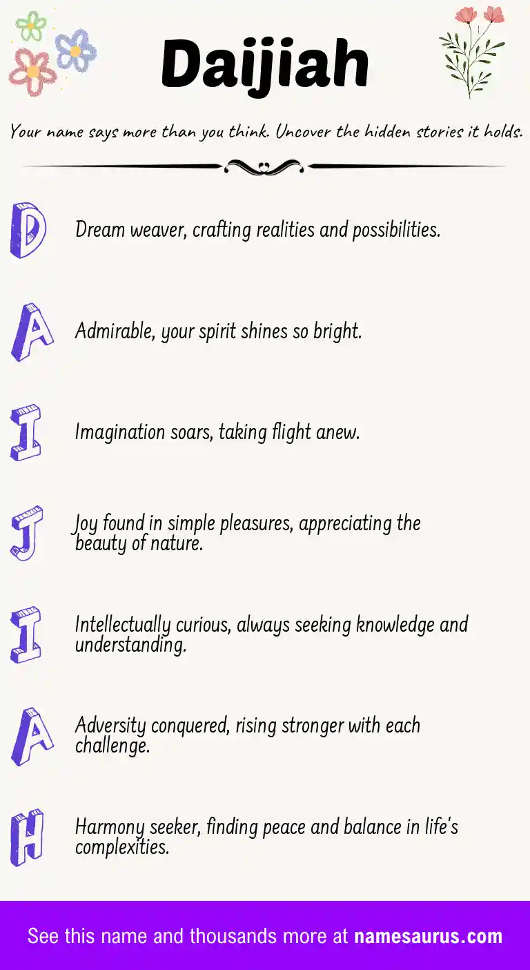 Acrostic poem about Daijiah.