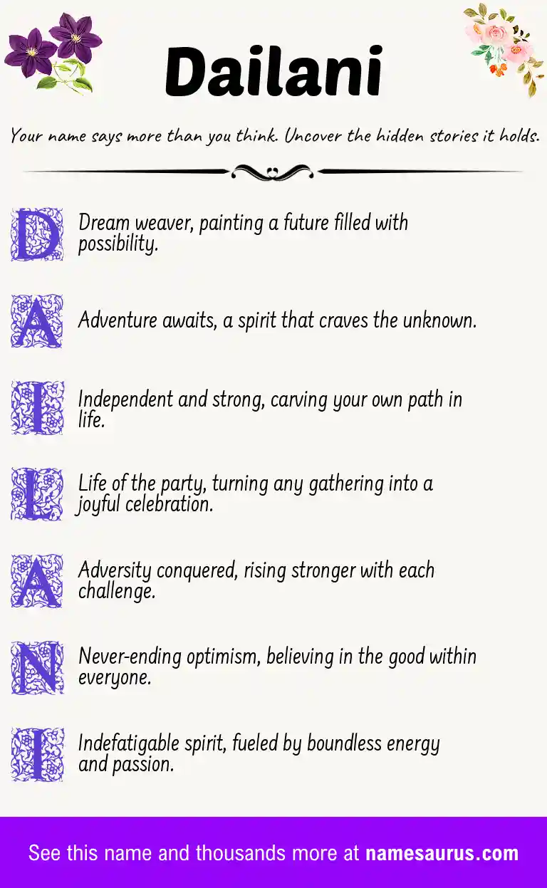 Acrostic poem about Dailani.