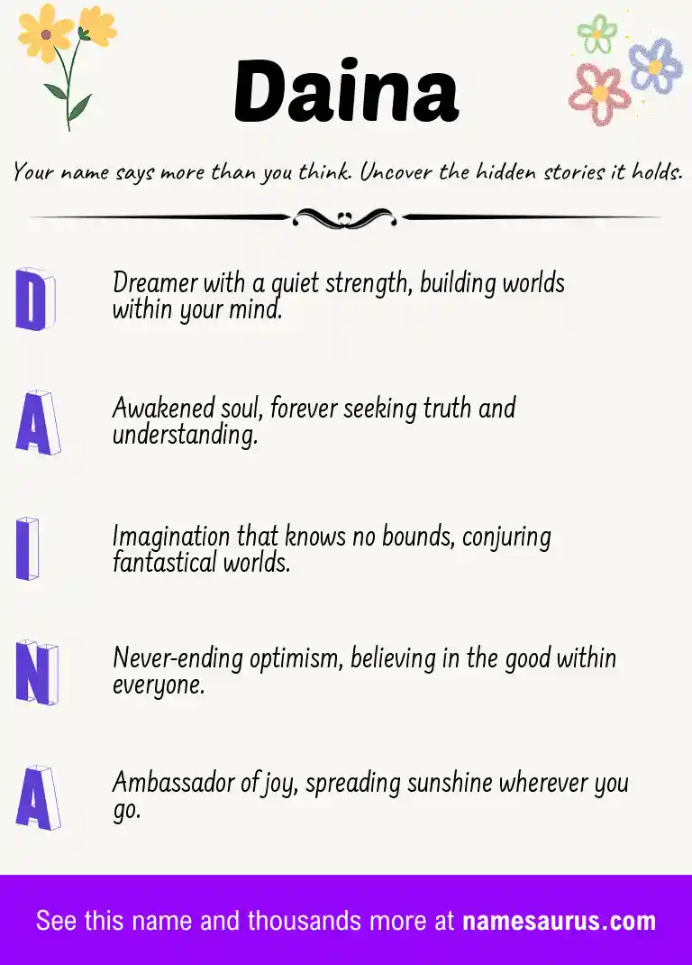 Acrostic poem about Daina.