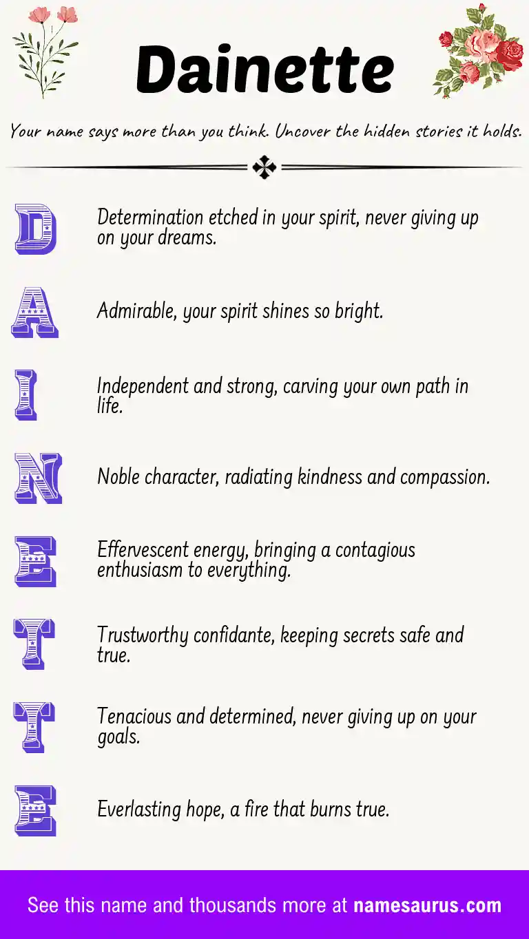 Acrostic poem about Dainette.