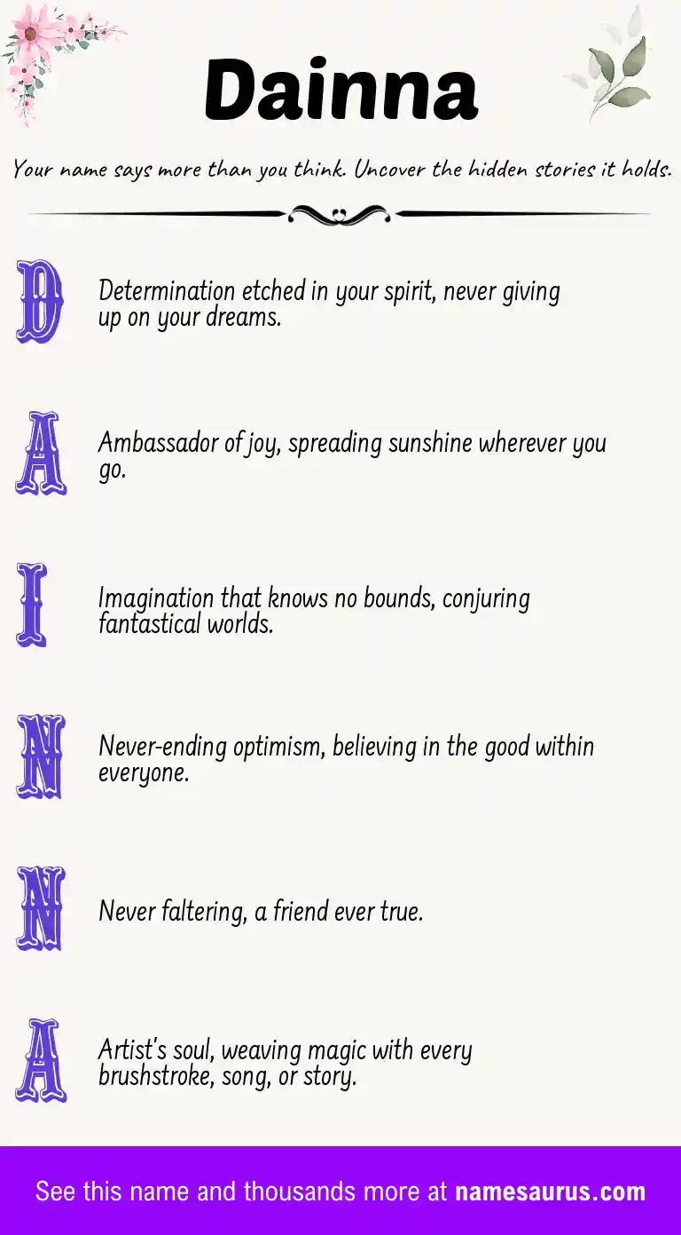 Acrostic poem about Dainna.