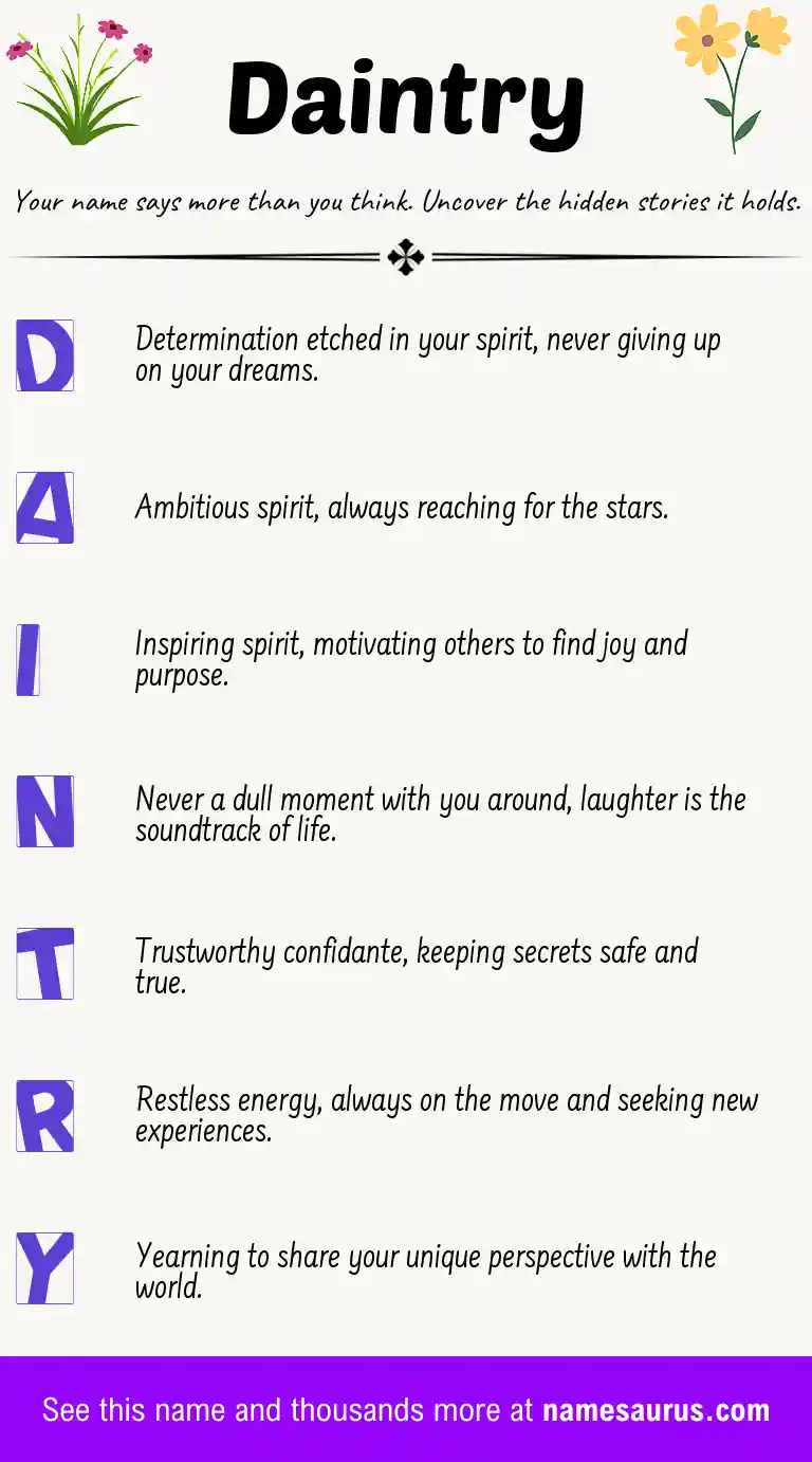 Acrostic poem about Daintry.