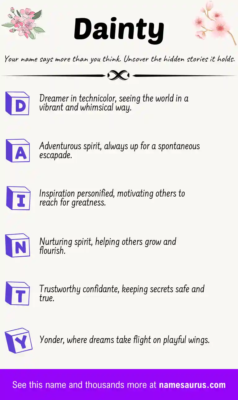 Acrostic poem about Dainty.
