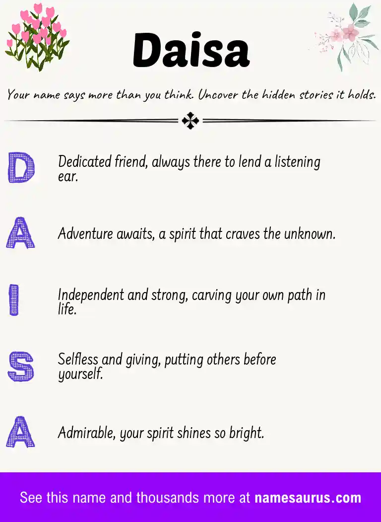 Acrostic poem about Daisa.