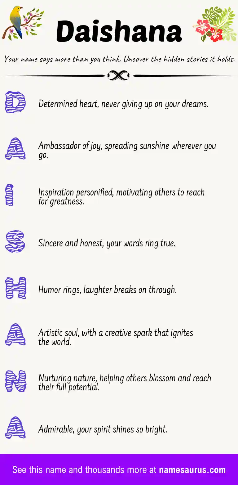 Acrostic poem about Daishana.