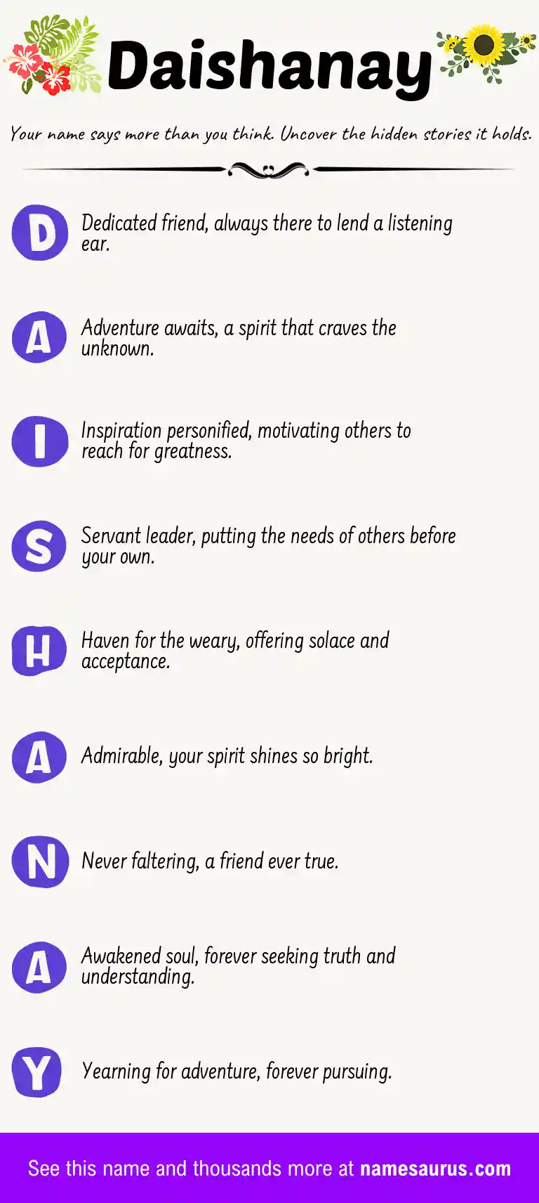 Acrostic poem about Daishanay.