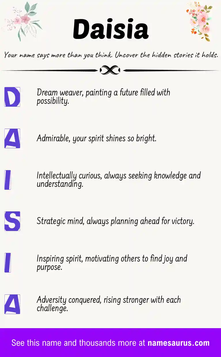 Acrostic poem about Daisia.