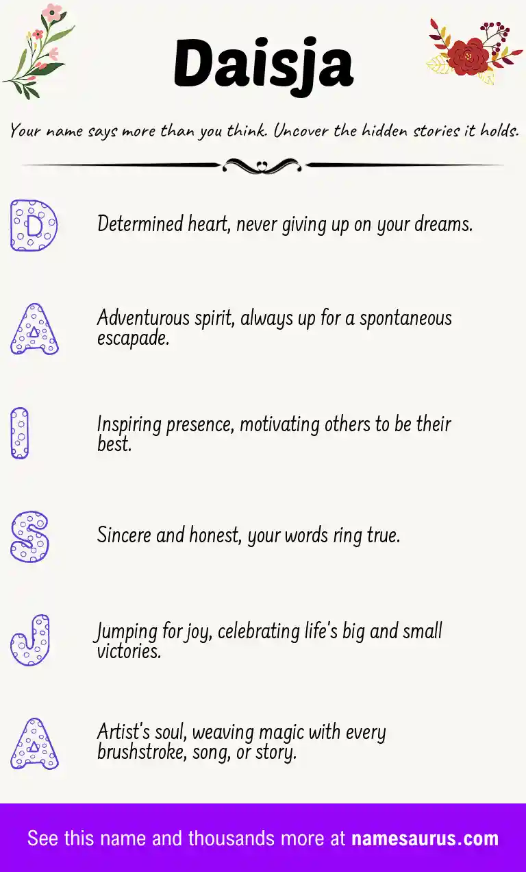 Acrostic poem about Daisja.