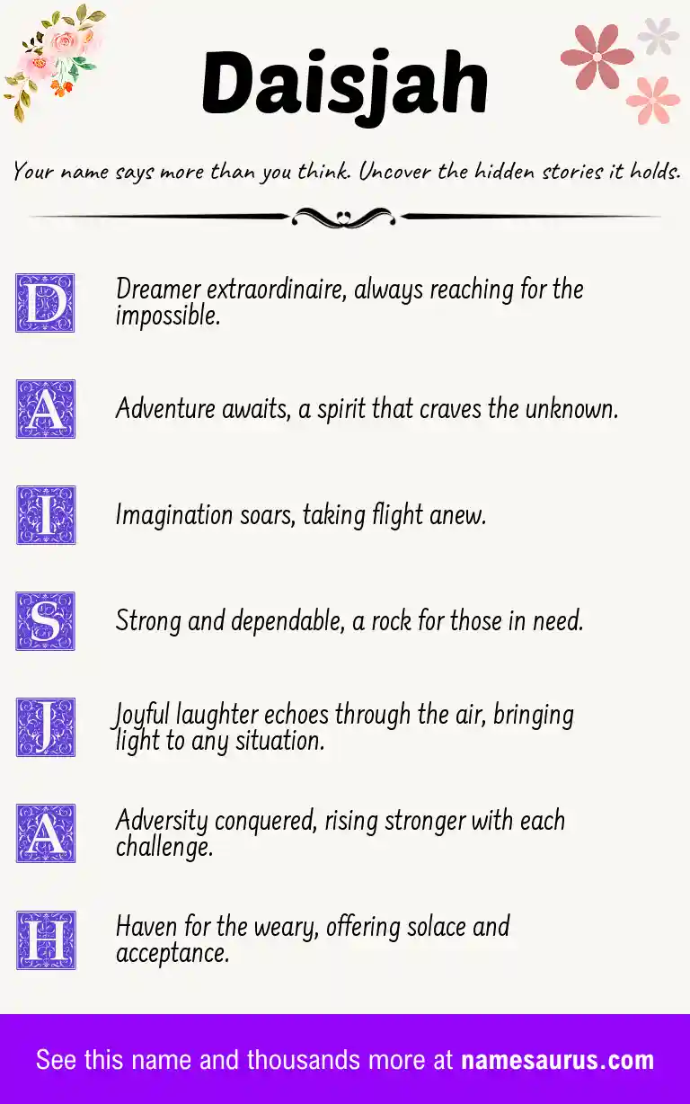 Acrostic poem about Daisjah.