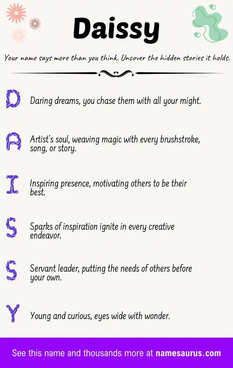 Acrostic poem about Daissy.