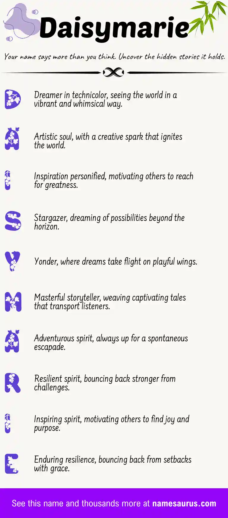 Acrostic poem about Daisymarie.