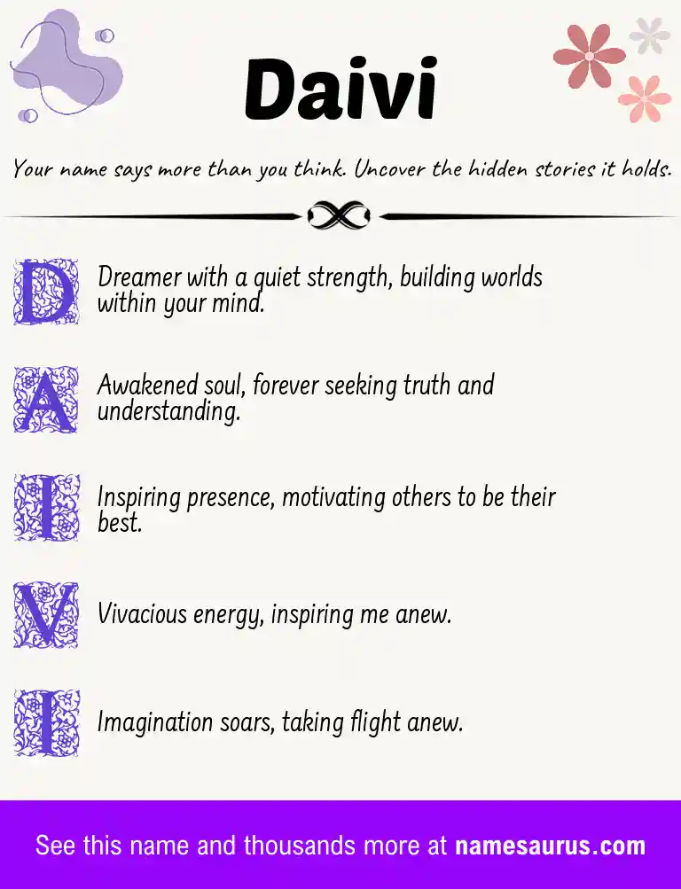 Acrostic poem about Daivi.