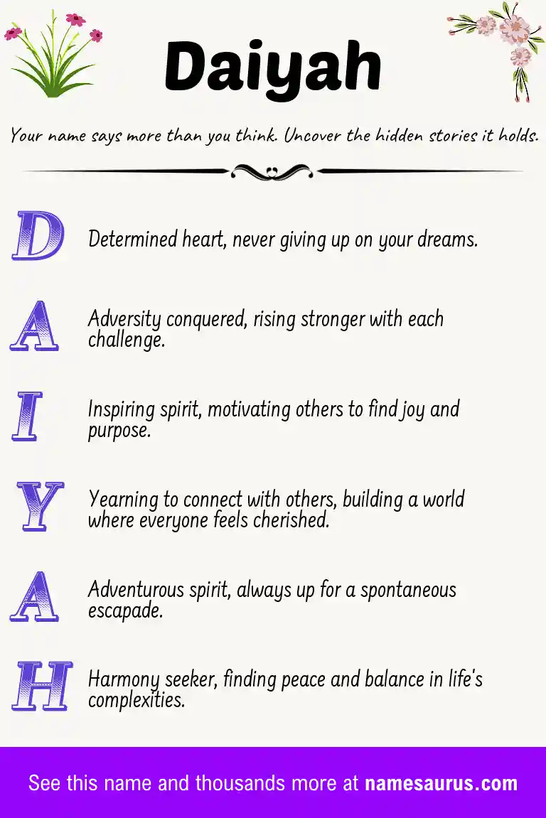 Acrostic poem about Daiyah.