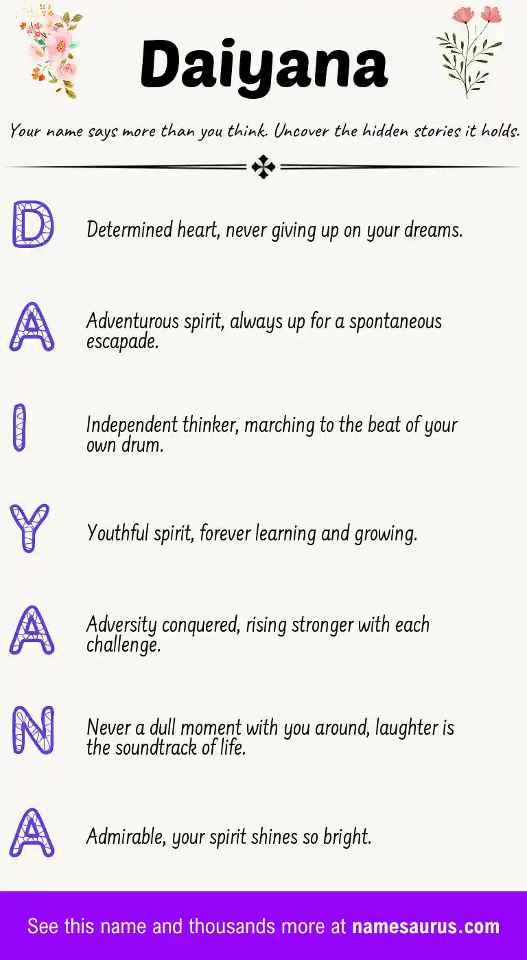 Acrostic poem about Daiyana.