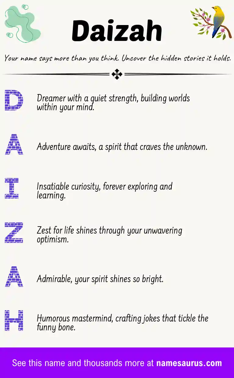 Acrostic poem about Daizah.