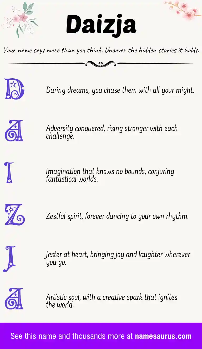 Acrostic poem about Daizja.