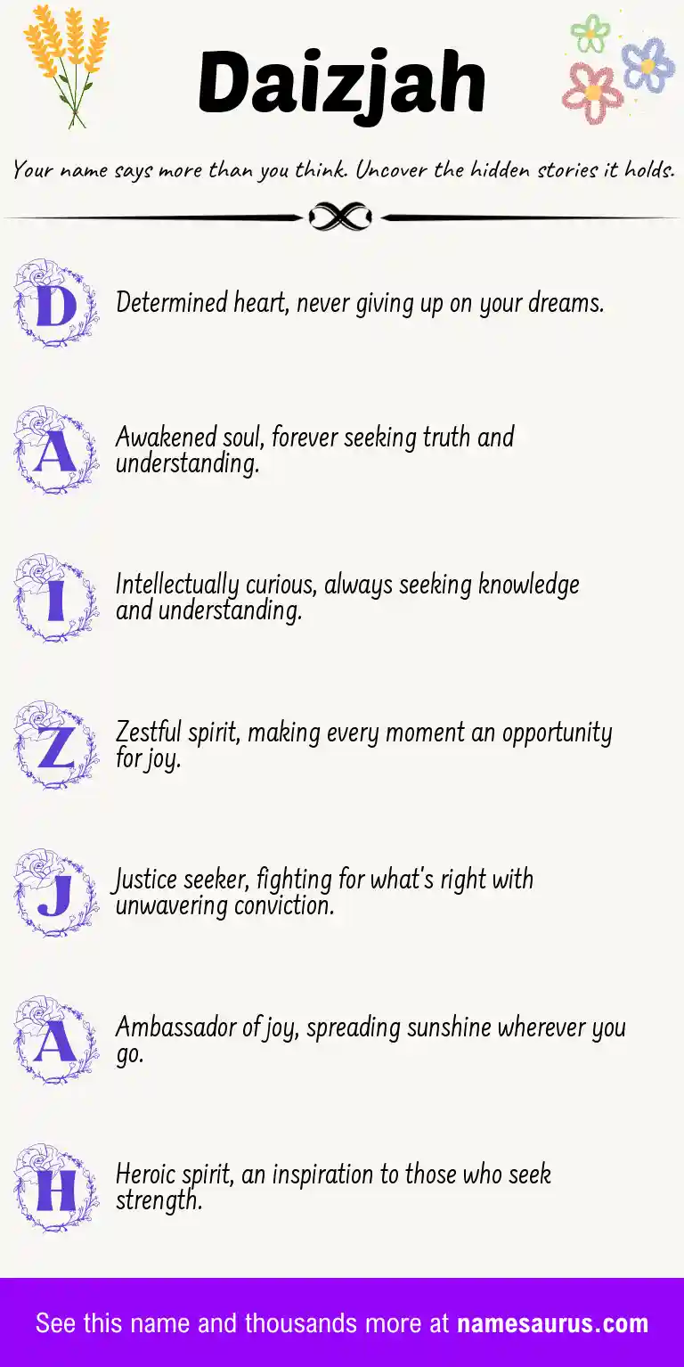 Acrostic poem about Daizjah.