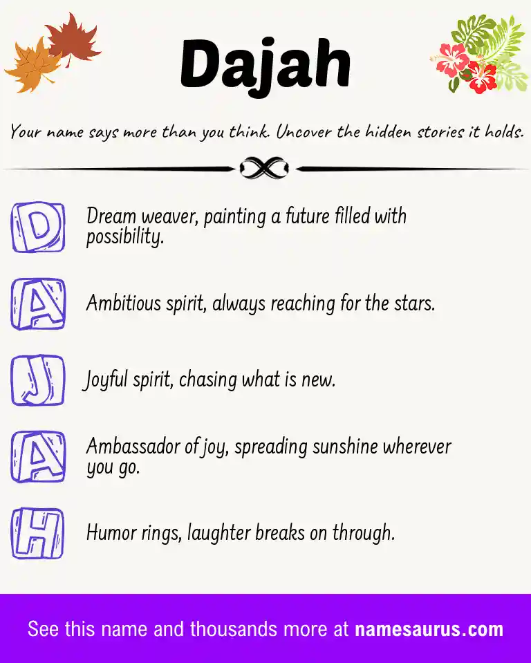 Acrostic poem about Dajah.