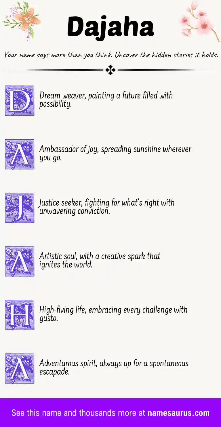 Acrostic poem about Dajaha.