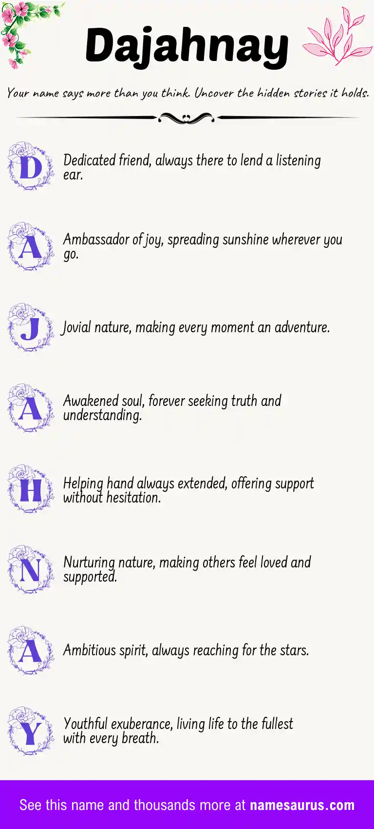 Acrostic poem about Dajahnay.