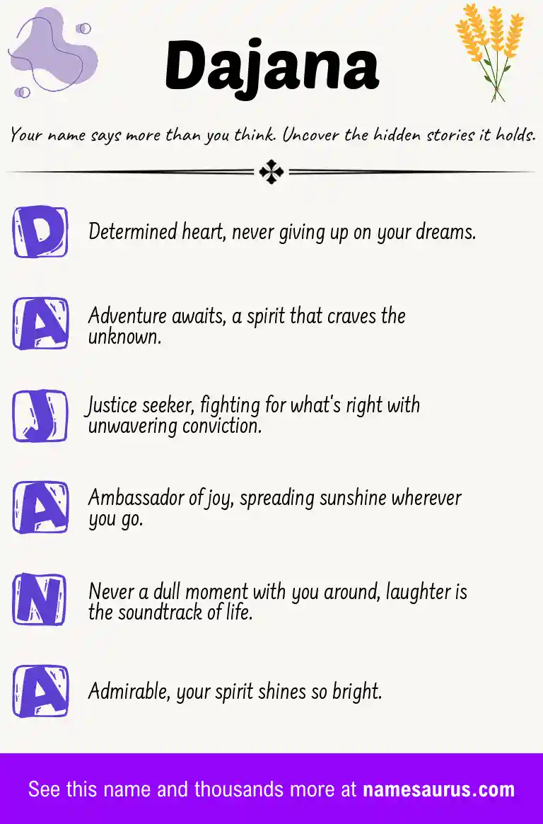 Acrostic poem about Dajana.