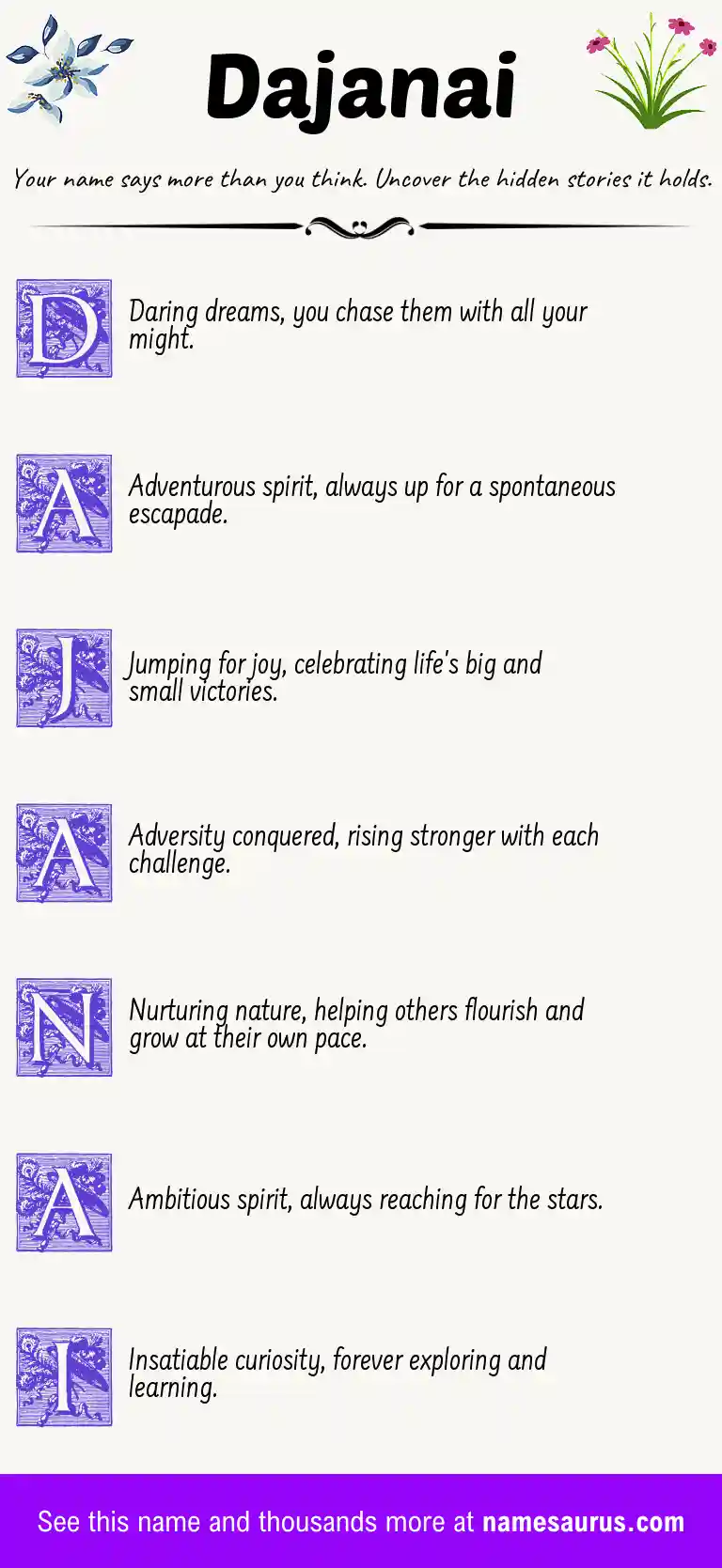 Acrostic poem about Dajanai.