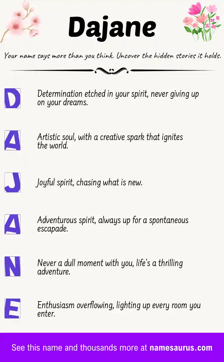 Acrostic poem about Dajane.