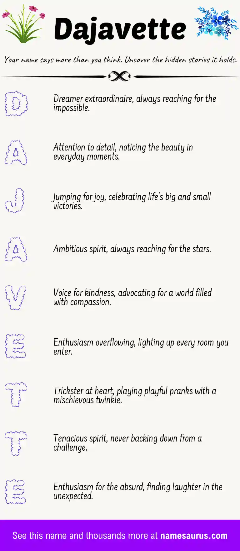 Acrostic poem about Dajavette.
