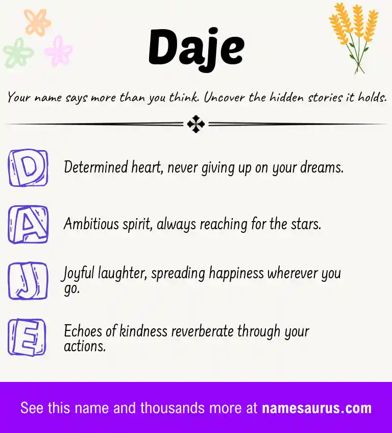 Acrostic poem about Daje.