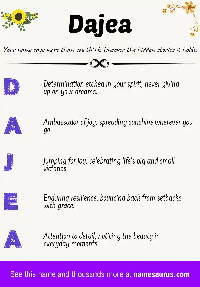 Acrostic poem about Dajea.