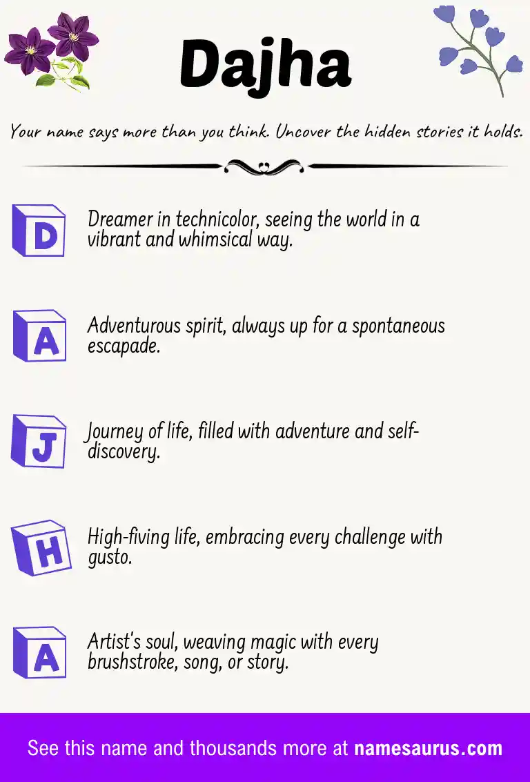 Acrostic poem about Dajha.