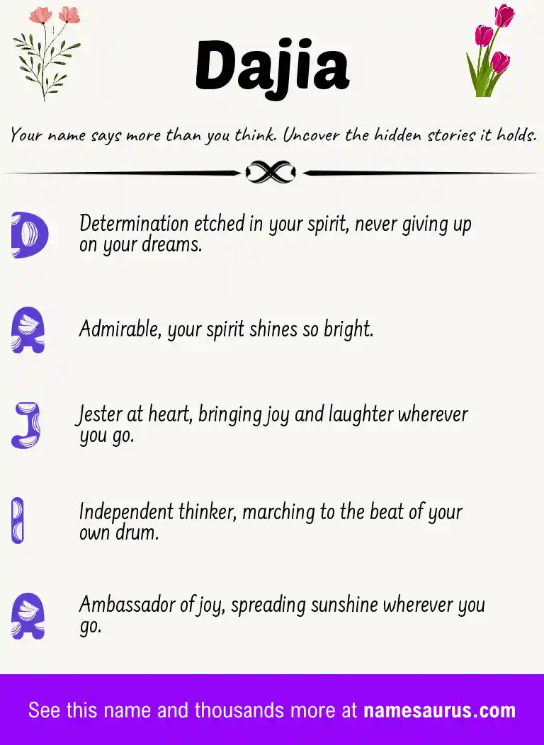 Acrostic poem about Dajia.