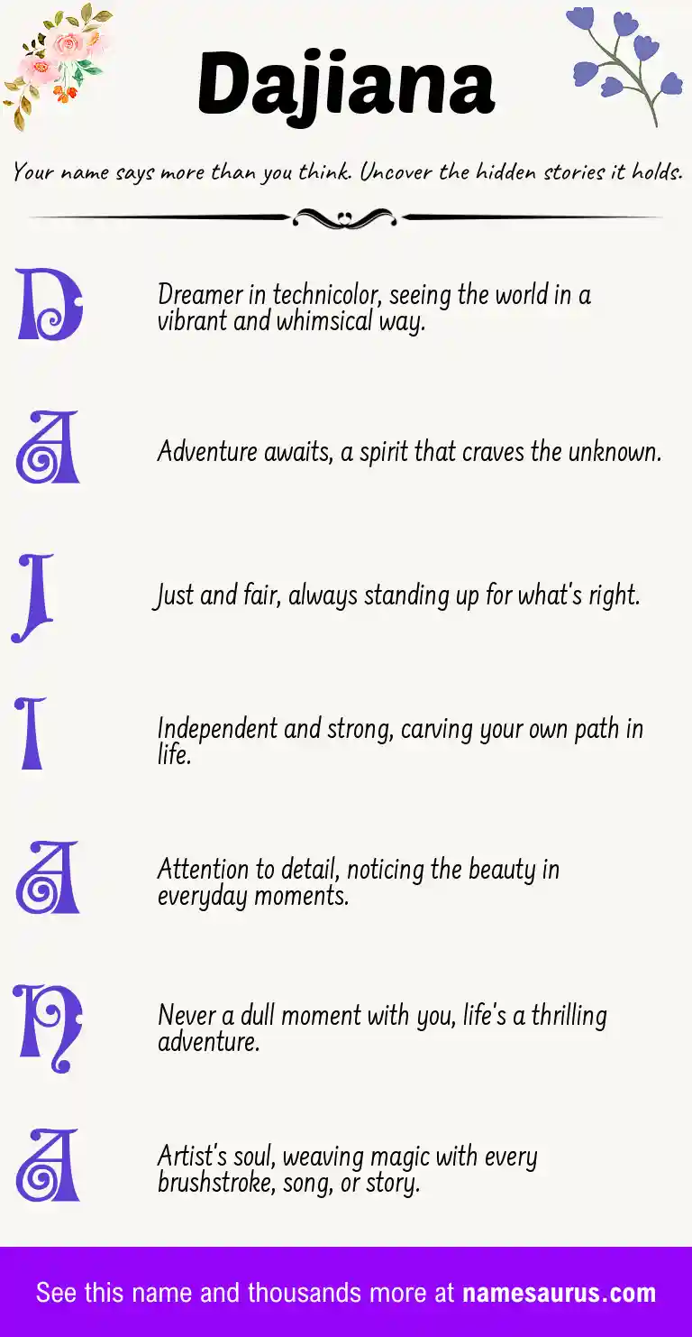 Acrostic poem about Dajiana.