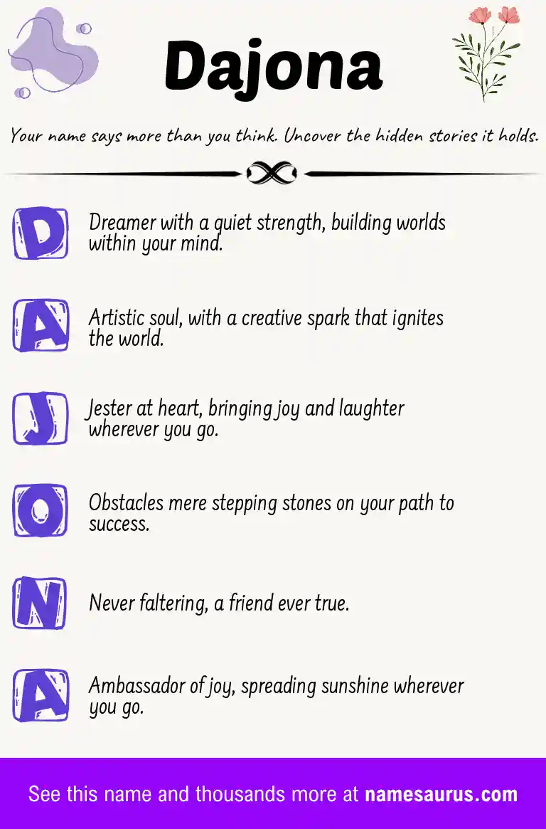 Acrostic poem about Dajona.