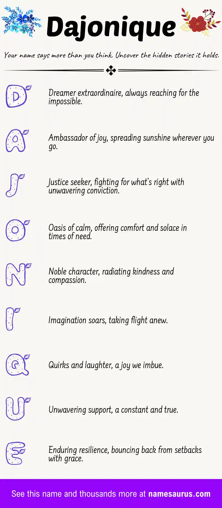 Acrostic poem about Dajonique.
