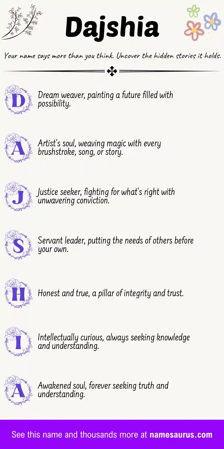 Acrostic poem about Dajshia.