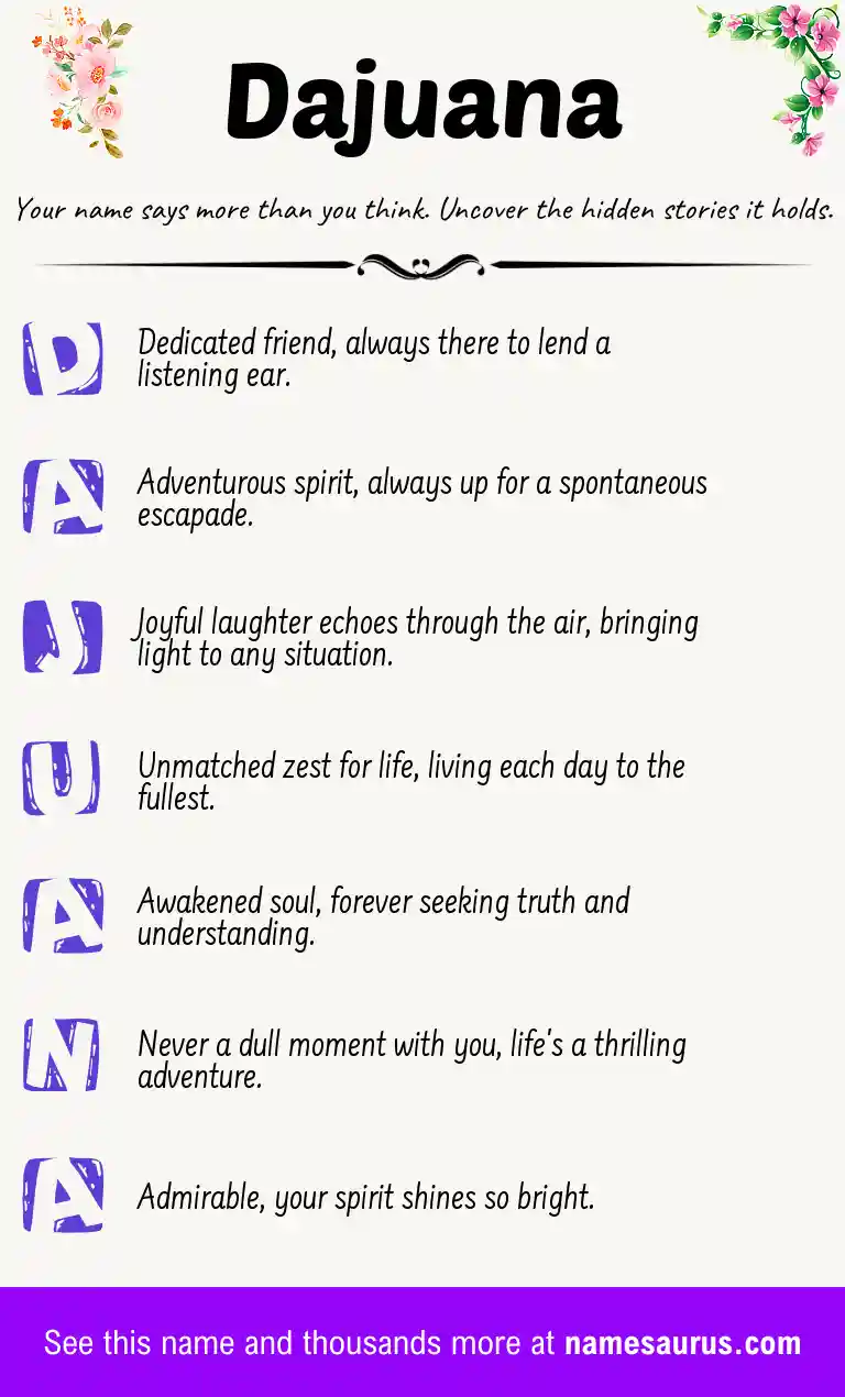 Acrostic poem about Dajuana.