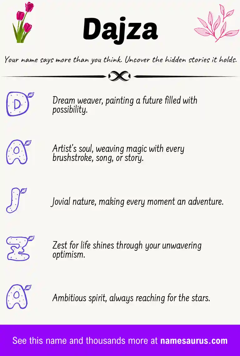 Acrostic poem about Dajza.