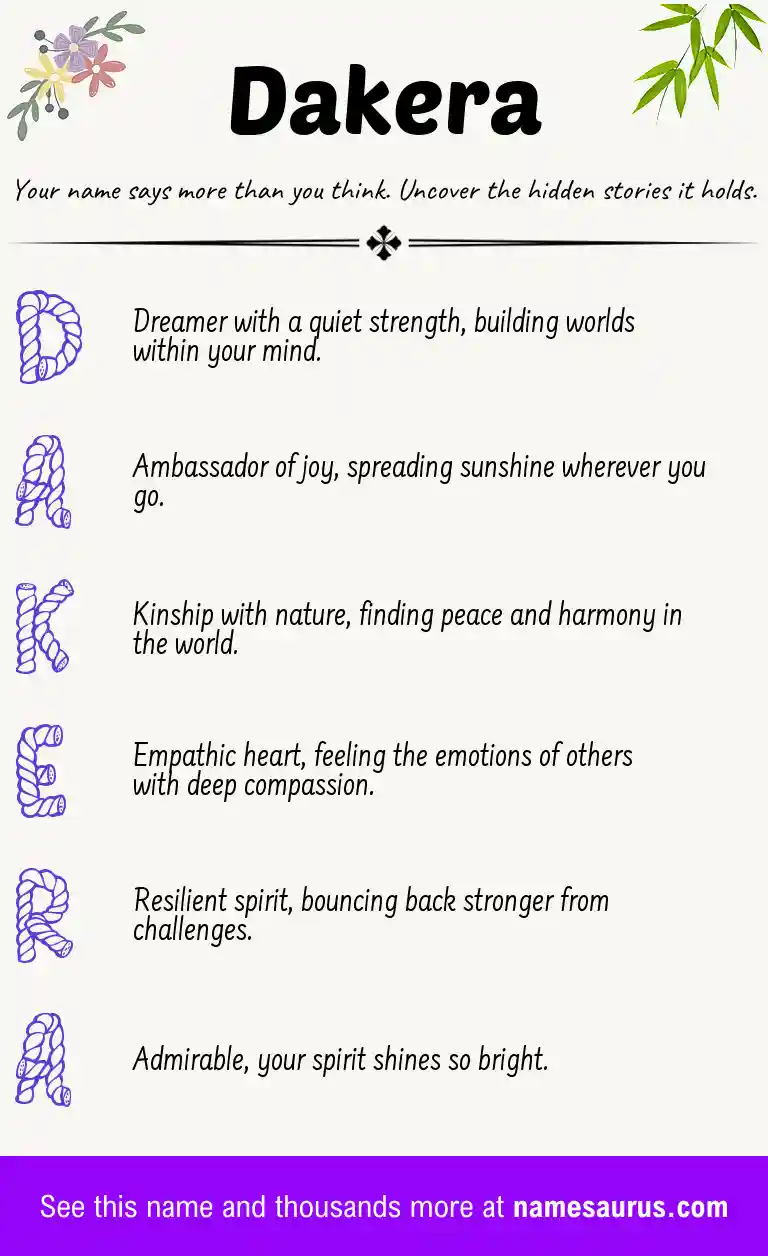 Acrostic poem about Dakera.