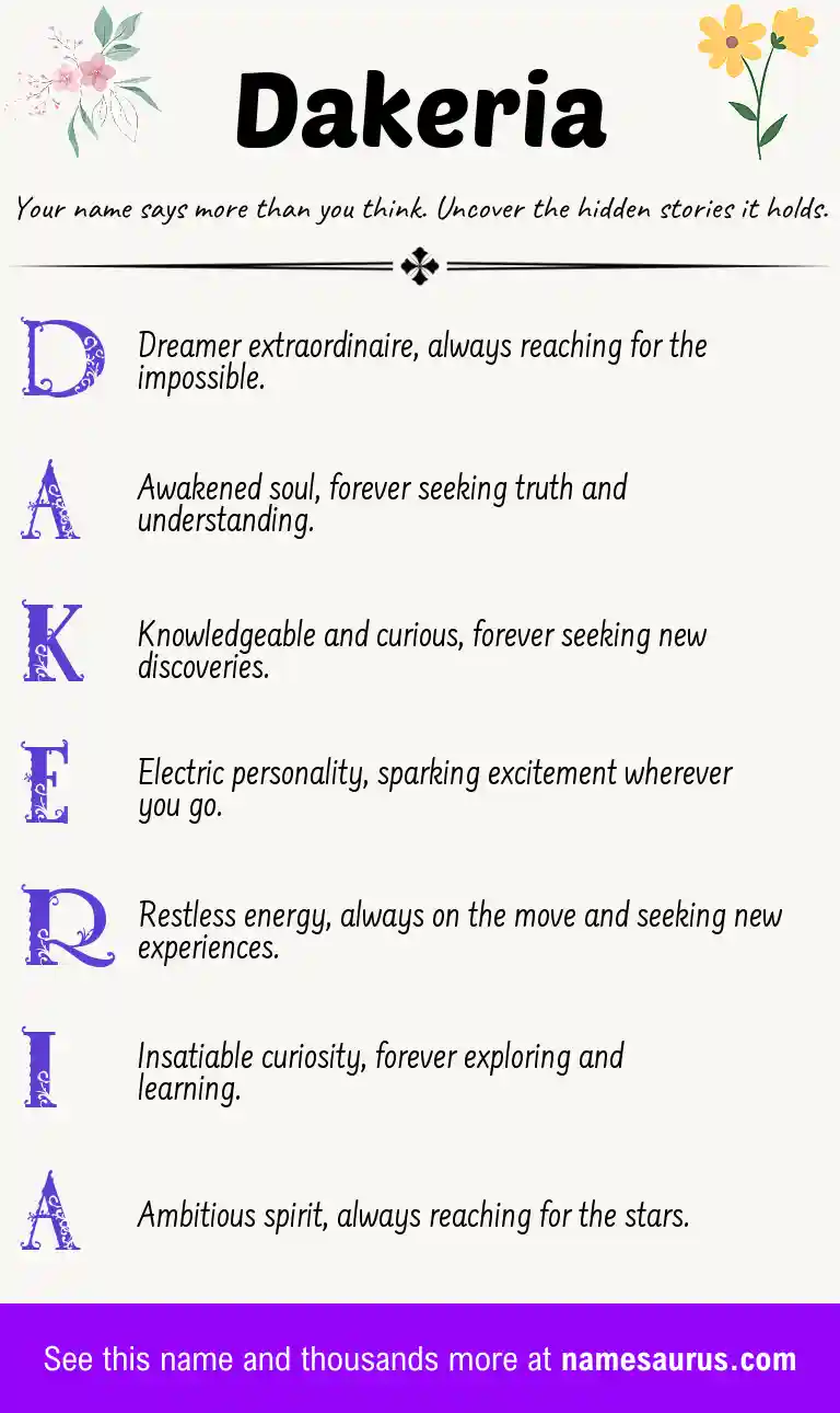 Acrostic poem about Dakeria.